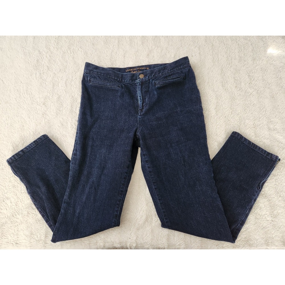 Lauren Jeans Co Ralph Lauren Women's Dark Wash Denim Jeans Size 6 Zip Ankle